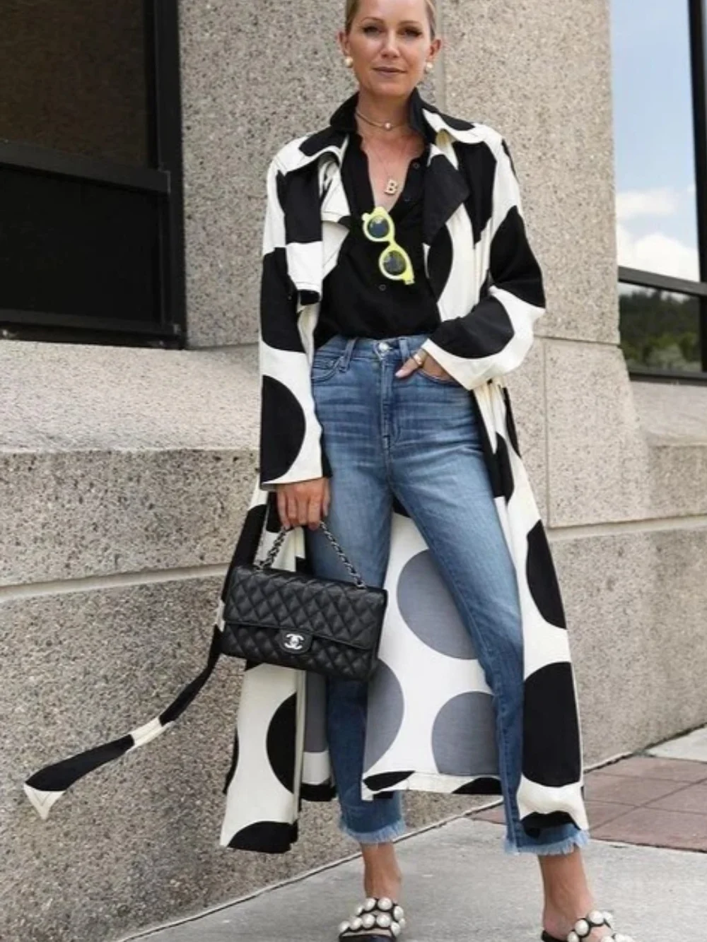 Zara Studio Collection Black & White Polka Dot Trench Coat. Limited Edition.